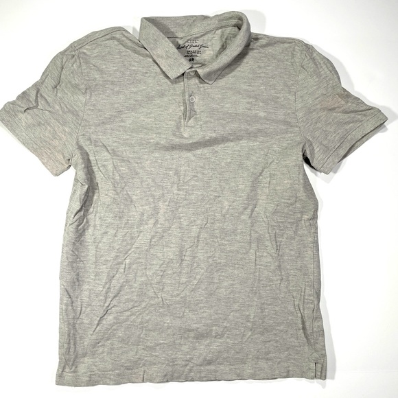 H&M L.O.G.G.® Men’s Gray Business Casual Polo Short Sleeve T-Shirt - Size Medium - Picture 1 of 7